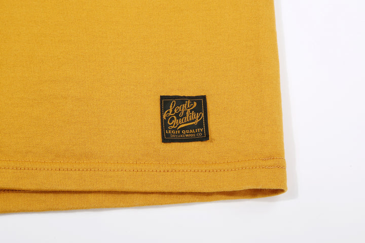 Deluxeware BSP-MNT01 10.5oz loopwheeled T-shirt with 5-needle binder neck, Mention Exclusive, made in Japan crew neck 5-Needle Binder Neck Sleeve Yellow Label