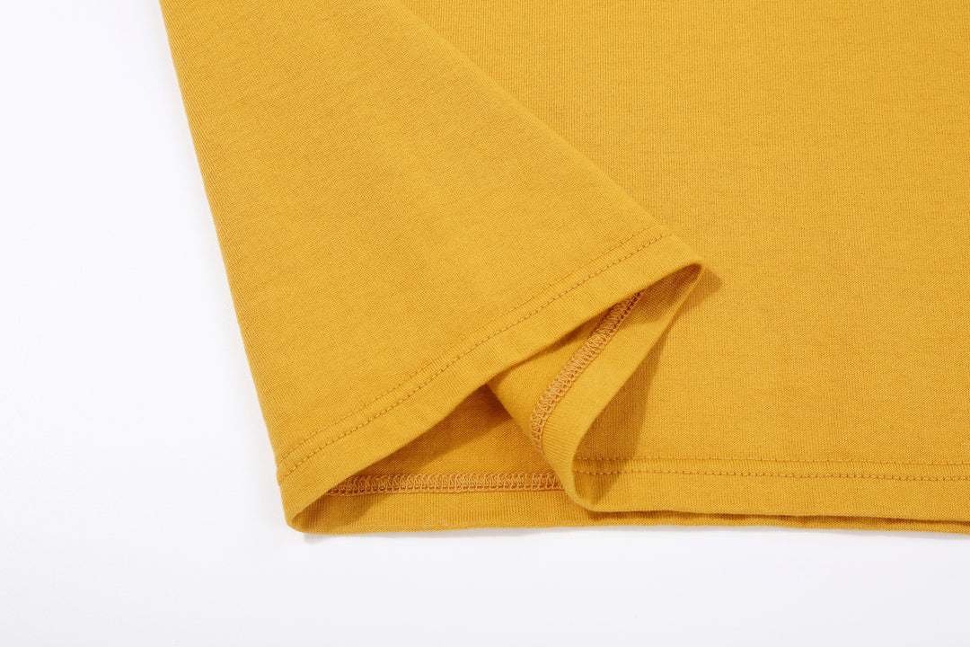 Deluxeware BSP-MNT01 10.5oz loopwheeled T-shirt with 5-needle binder neck, Mention Exclusive, made in Japan crew neck 5-Needle Binder Neck Sleeve Yellow Hem