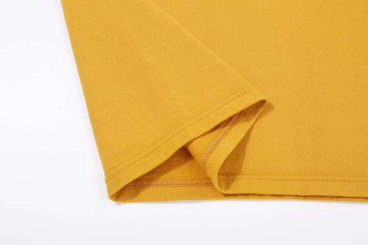 Deluxeware BSP-MNT01 10.5oz loopwheeled T-shirt with 5-needle binder neck, Mention Exclusive, made in Japan crew neck 5-Needle Binder Neck Sleeve Yellow Hem
