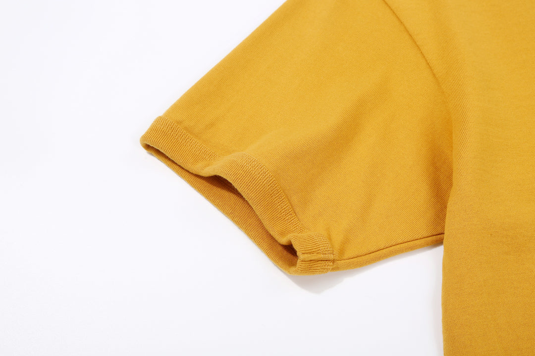 Deluxeware BSP-MNT01 10.5oz loopwheeled T-shirt with 5-needle binder neck, Mention Exclusive, made in Japan crew neck 5-Needle Binder Neck Sleeve Yellow
