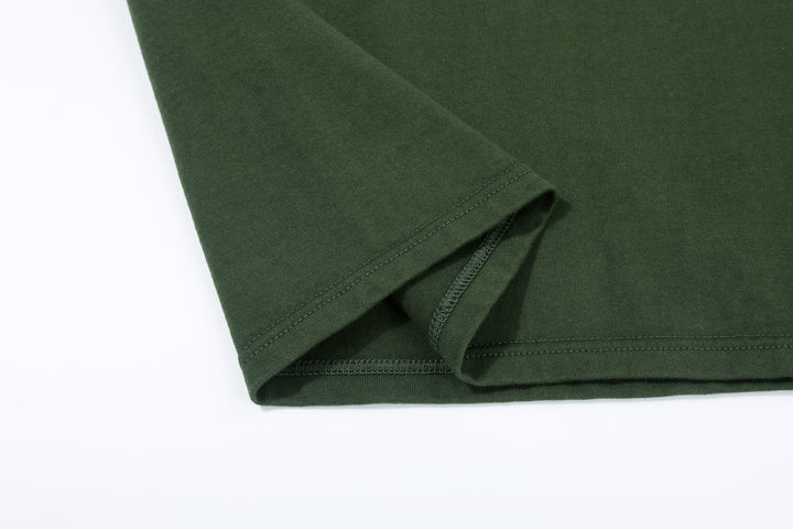 Deluxeware BSP-MNT01 10.5oz loopwheeled T-shirt with 5-needle binder neck, Mention Exclusive, made in Japan crew neck 5-Needle Binder Neck Sleeve Green Hem