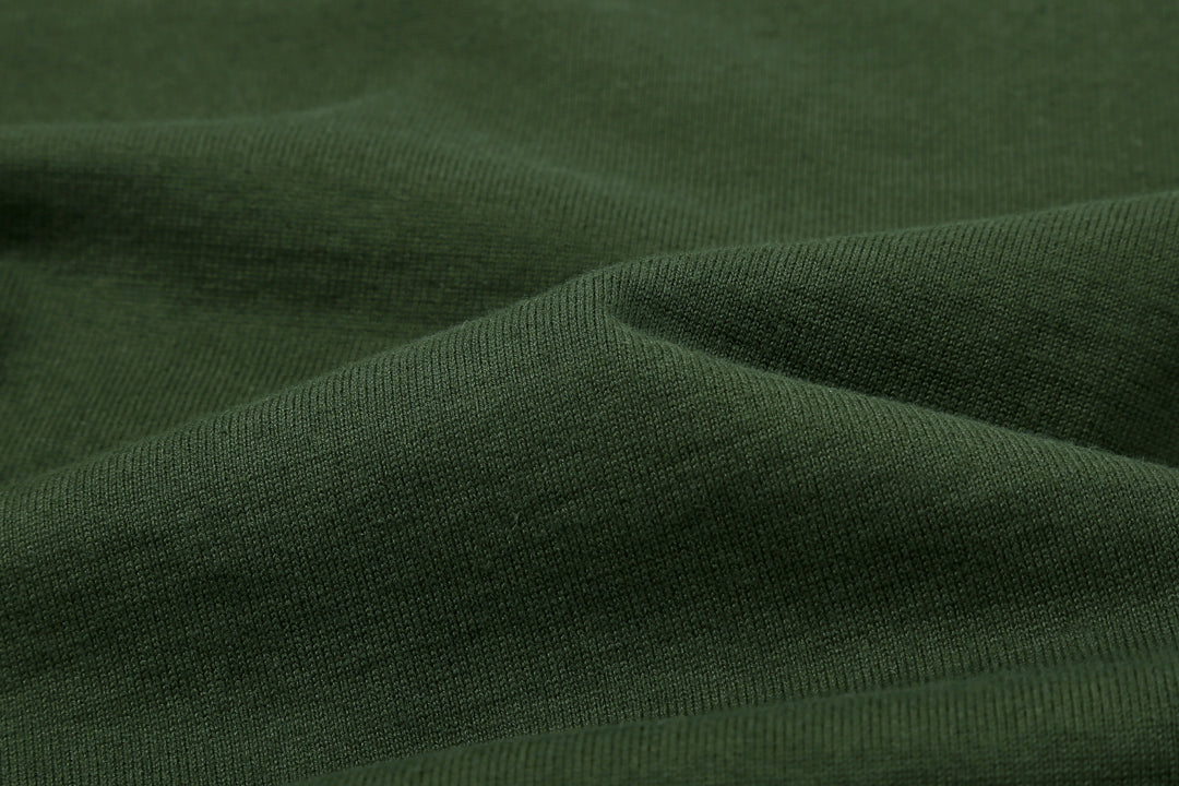 Deluxeware BSP-MNT01 10.5oz loopwheeled T-shirt with 5-needle binder neck, Mention Exclusive, made in Japan green fabric