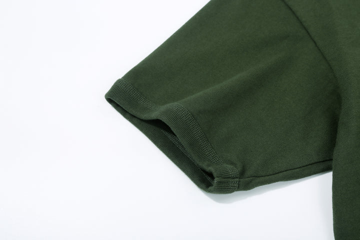 Deluxeware BSP-MNT01 10.5oz loopwheeled T-shirt with 5-needle binder neck, Mention Exclusive, made in Japan crew neck 5-Needle Binder Neck Sleeve Green