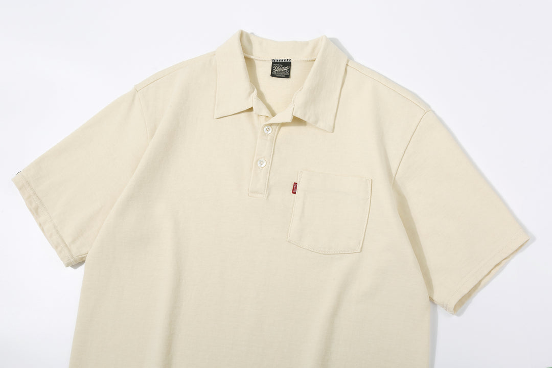 Deluxeware OCTS-00 12.5oz Loopwheeled Polo Shirt Made in Japan Ash Yel Collar 