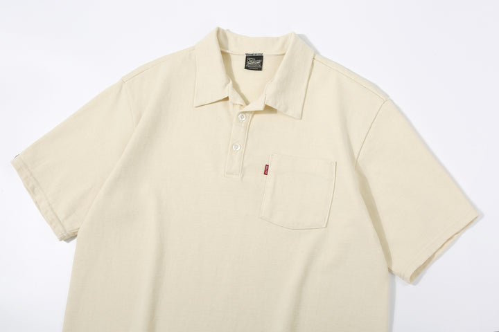 Deluxeware OCTS-00 12.5oz Loopwheeled Polo Shirt Made in Japan Ash Yel Collar 