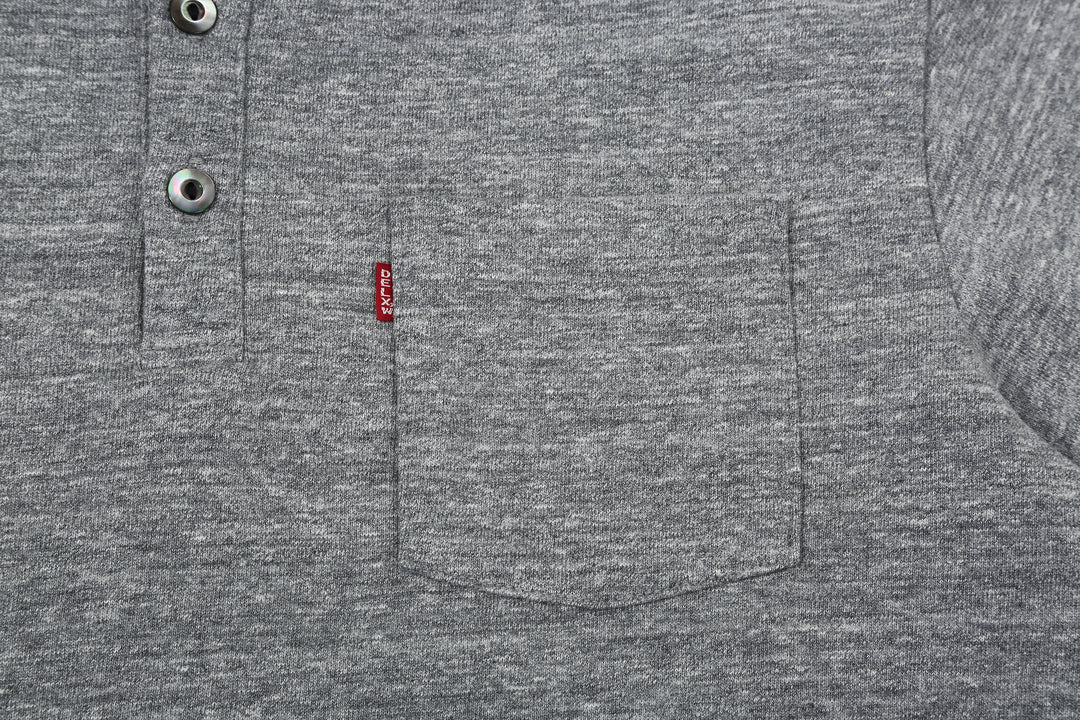 Deluxeware OCTS-00 12.5oz Loopwheeled Polo Shirt Made in Japan Chest Pocket Grey