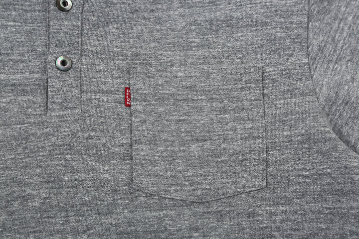 Deluxeware OCTS-00 12.5oz Loopwheeled Polo Shirt Made in Japan Chest Pocket Grey