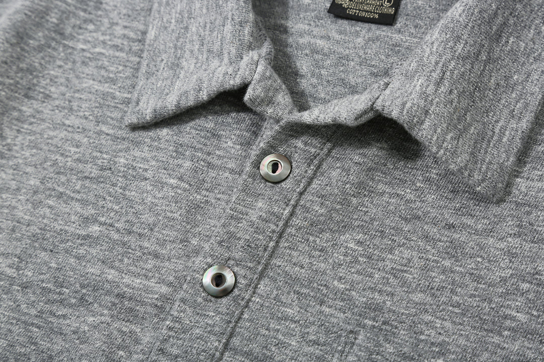 Deluxeware OCTS-00 12.5oz Loopwheeled Polo Shirt Made in Japan Shell Buttons Grey