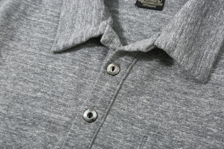 Deluxeware OCTS-00 12.5oz Loopwheeled Polo Shirt Made in Japan Shell Buttons Grey