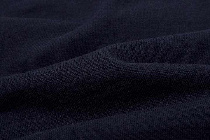 Deluxeware OCTS-00 12.5oz Loopwheeled Polo Shirt Made in Japan Fabric Close Up Navy