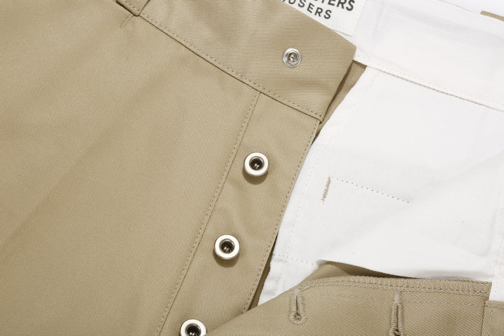 Attractions Wearmasters Lot.720 Giza Cotton Twill Heritage Trousers Beige – Metal Button Fly Detail