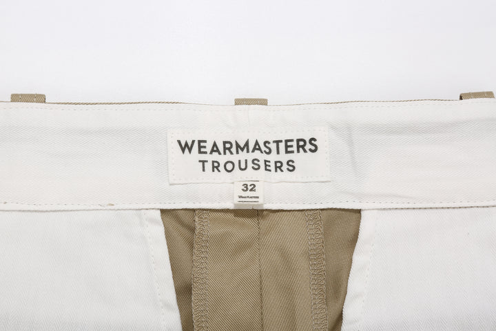 Attractions Wearmasters Lot.720 Giza Cotton Twill Heritage Trousers Beige – Brand Label and Herringbone Lining Detail