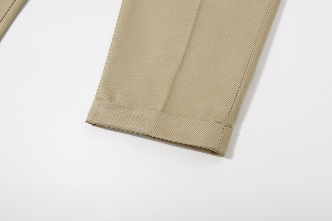 Attractions Wearmasters Lot.720 Giza Cotton Twill Heritage Trousers Beige – Double-Hem Detail