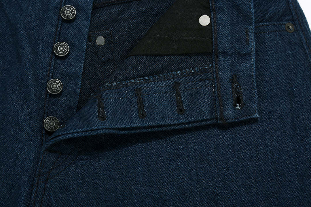 Pure Blue Japan OCE-019 14oz Oceanic Indigo Selvedge Jeans – Buttonholes and Fly Stitching Detail