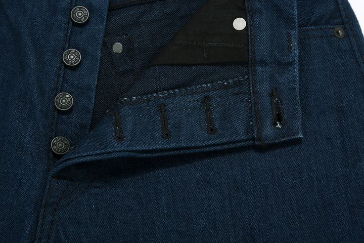 Pure Blue Japan OCE-019 14oz Oceanic Indigo Selvedge Jeans – Buttonholes and Fly Stitching Detail
