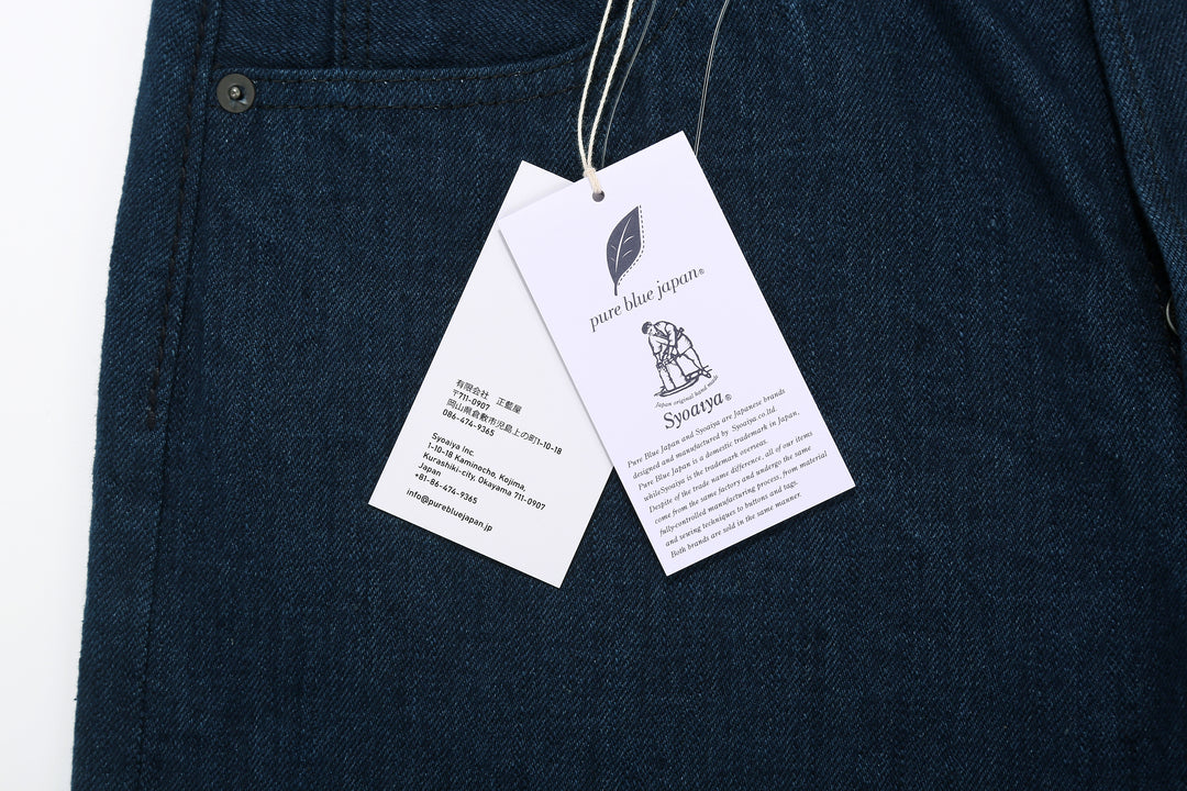 Pure Blue Japan OCE-019 14oz Oceanic Indigo Selvedge Jeans – Brand Hang Tags Detail