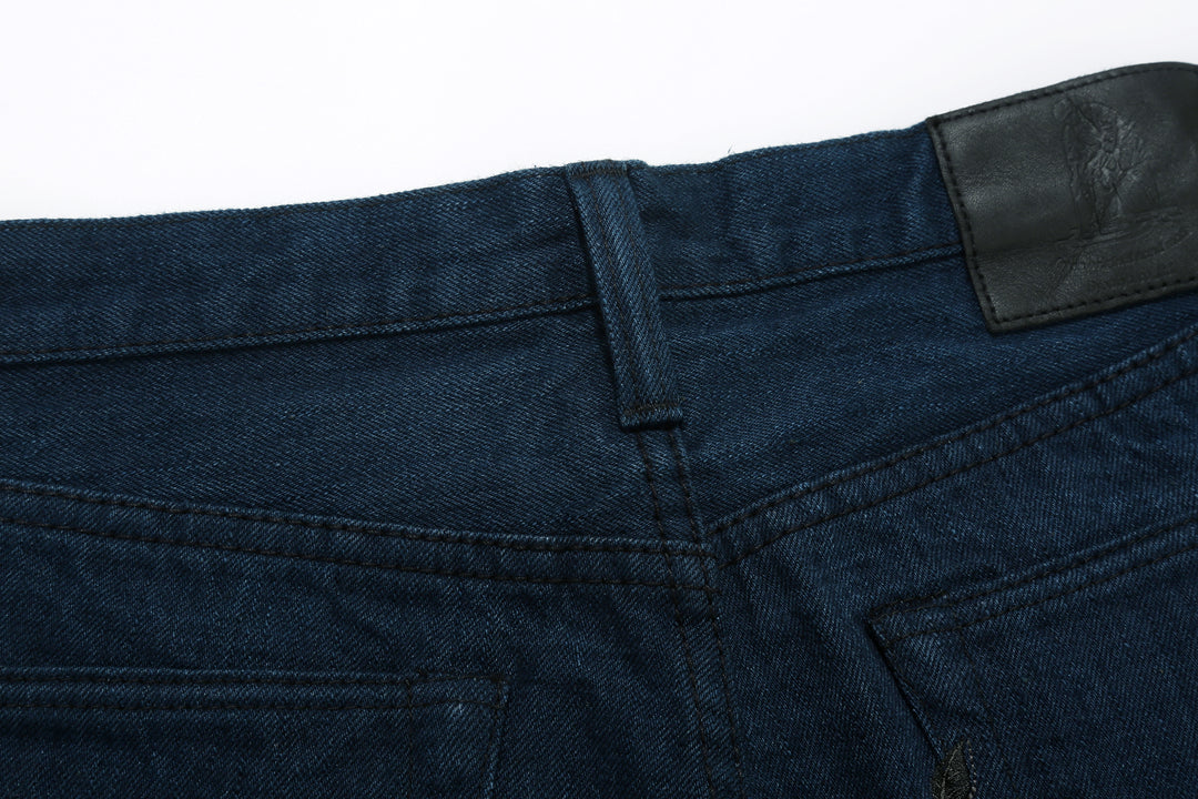 Pure Blue Japan OCE-002 14oz Oceanic Indigo Selvedge Jeans – Back Belt Loop and Yoke Detail
