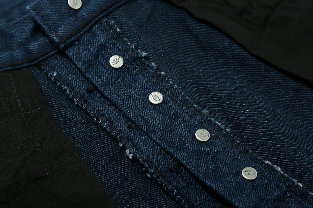 Pure Blue Japan OCE-002 14oz Oceanic Indigo Selvedge Jeans – Leaf-Stamped Button Backs Detail