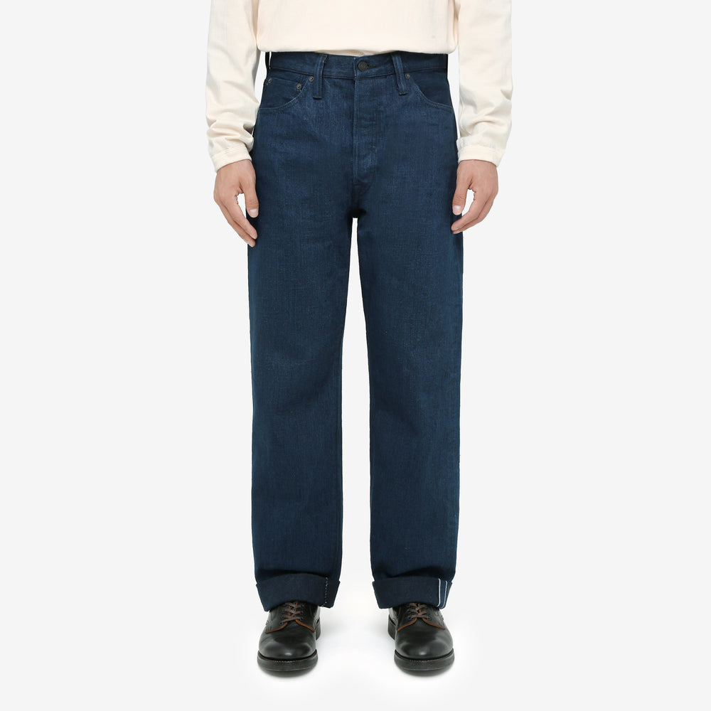 Pure Blue Japan OCE-002 14oz Oceanic Indigo Selvedge Jeans – Model Front View
