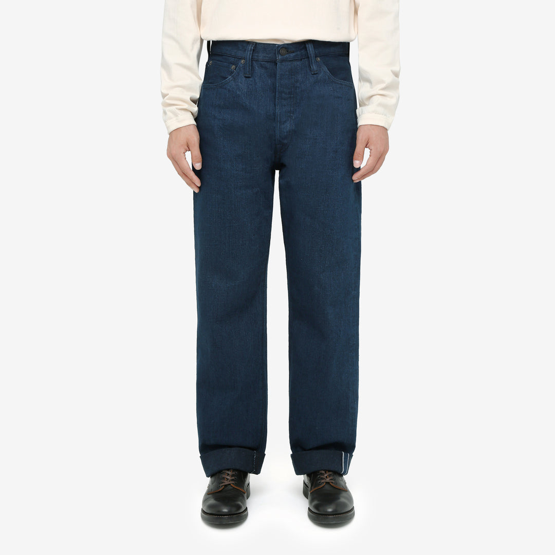 Pure Blue Japan OCE-002 14oz Oceanic Indigo Selvedge Jeans – Model Front View