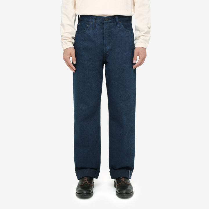 Pure Blue Japan OCE-002 14oz Oceanic Indigo Selvedge Jeans – Model Front View