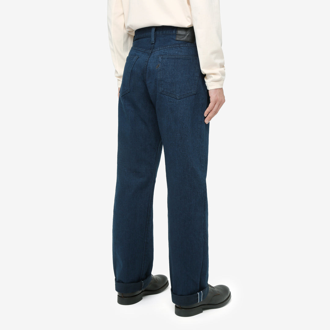 Pure Blue Japan OCE-002 14oz Oceanic Indigo Selvedge Jeans – Model Back Three-Quarter View