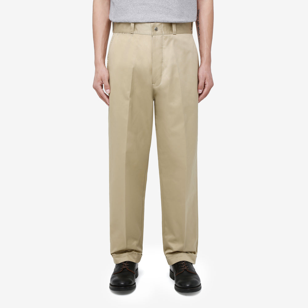 Attractions Wearmasters Lot.720 Giza Cotton Twill Heritage Trousers Beige – Model Front View