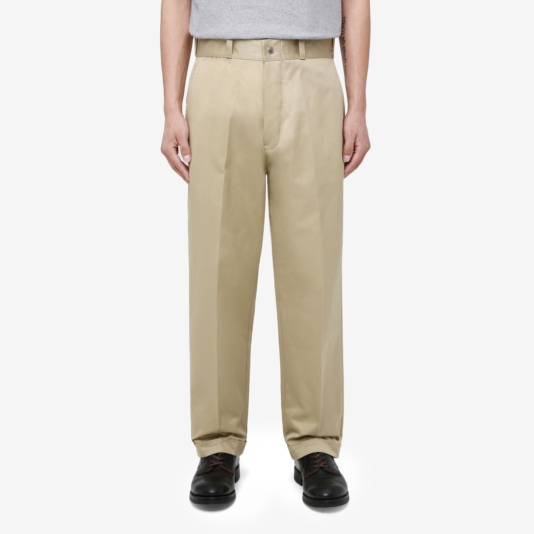 Attractions Wearmasters Lot.720 Giza Cotton Twill Heritage Trousers Beige – Model Front View