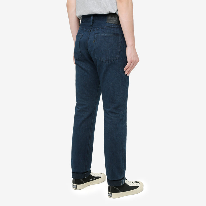 Pure Blue Japan OCE-019 14oz Oceanic Indigo Selvedge Jeans – Model Back Three-Quarter View