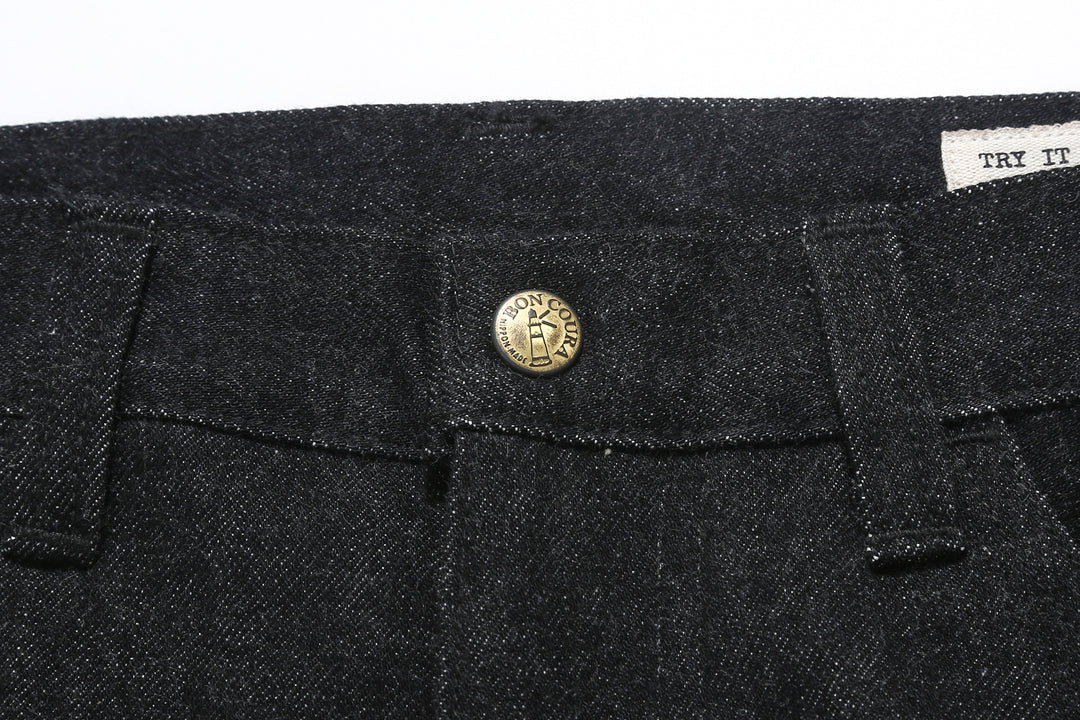 boncoura 15oz selvedge black denim painter pants straight fit