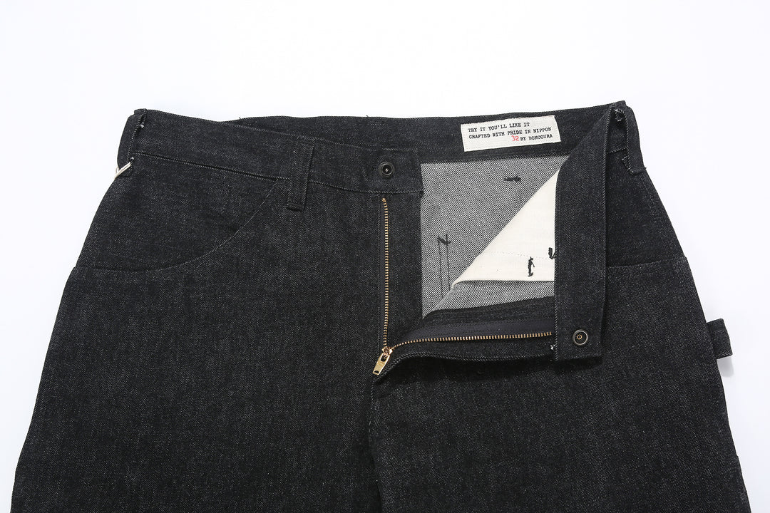 boncoura 15oz selvedge black denim painter pants straight fit