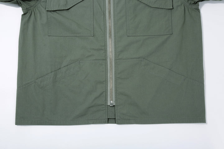 Wasew WSW-26S-001 CWU-7/W Cotton Nylon Flight Jacket - Sage Green | Made in Japan | Front Hem and Zipper Detail