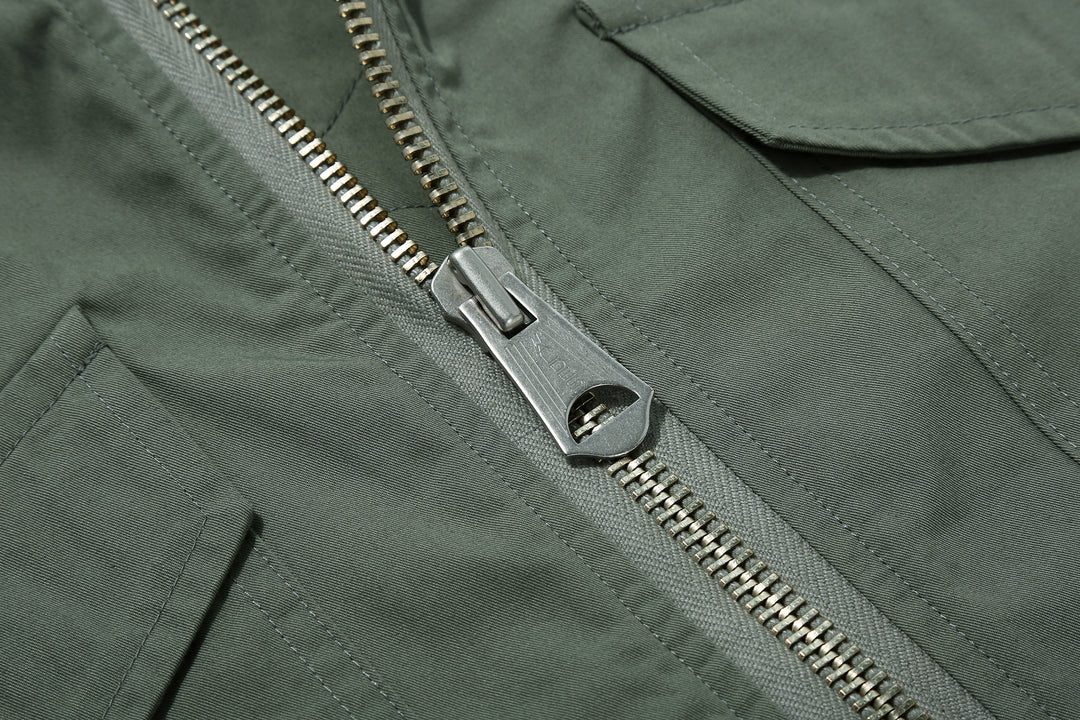 Wasew WSW-26S-001 CWU-7/W Cotton Nylon Flight Jacket - Sage Green | Made in Japan | WALDES Metal Zipper Detail