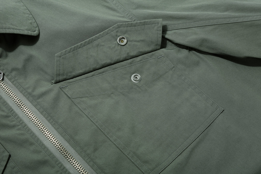 Wasew WSW-26S-001 CWU-7/W Cotton Nylon Flight Jacket - Sage Green | Made in Japan | Flap Chest Pocket Detail Open
