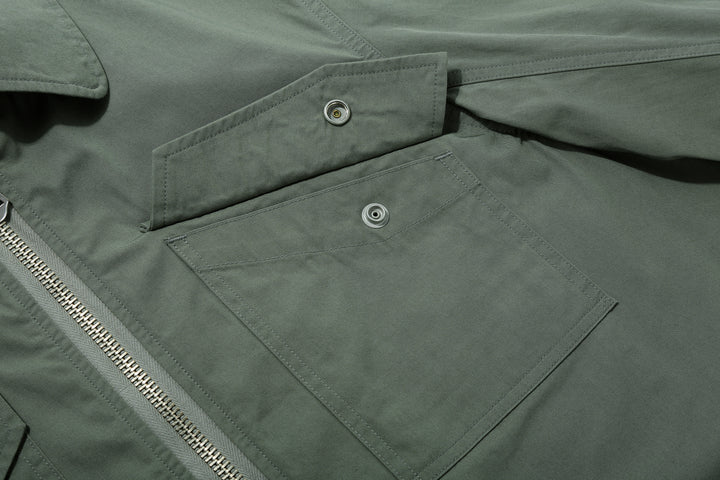 Wasew WSW-26S-001 CWU-7/W Cotton Nylon Flight Jacket - Sage Green | Made in Japan | Flap Chest Pocket Detail Open