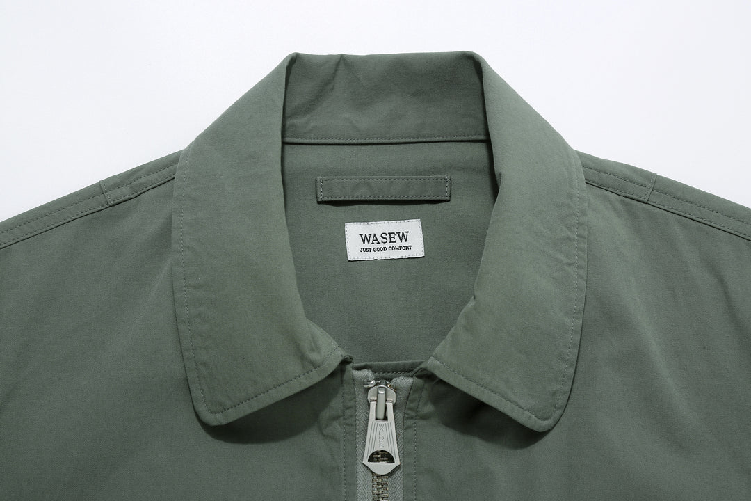 Wasew WSW-26S-001 CWU-7/W Cotton Nylon Flight Jacket - Sage Green | Made in Japan | Collar and Wasew Label