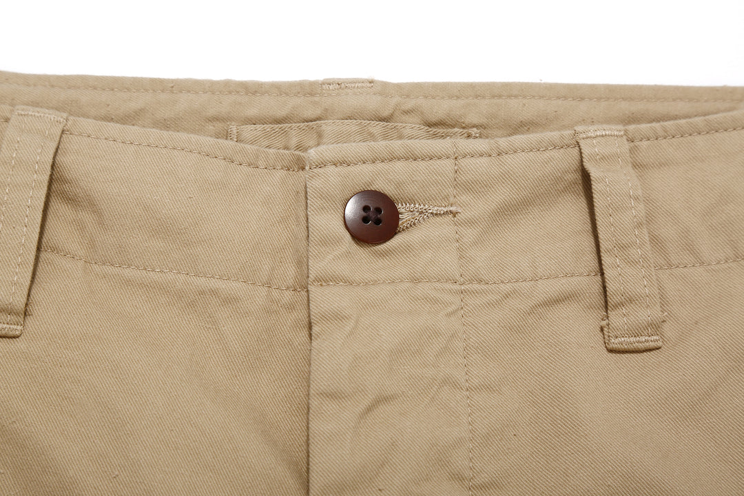 Wasew WSW-26S-011 Military Double Knee Work Pants - Beige | Made in Japan | Waistband and Button Detail