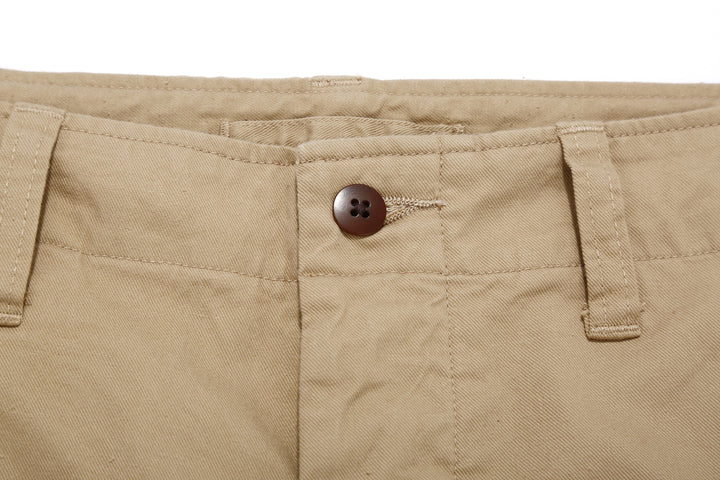 Wasew WSW-26S-011 Military Double Knee Work Pants - Beige | Made in Japan | Waistband and Button Detail
