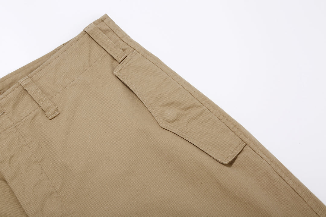 Wasew WSW-26S-011 Military Double Knee Work Pants - Beige | Made in Japan | Flap Side Pocket Detail Left