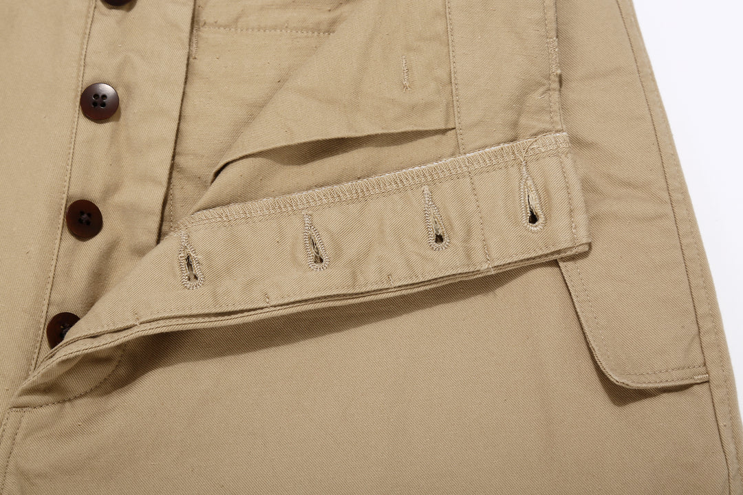 Wasew WSW-26S-011 Military Double Knee Work Pants - Beige | Made in Japan | Button Hole Detail