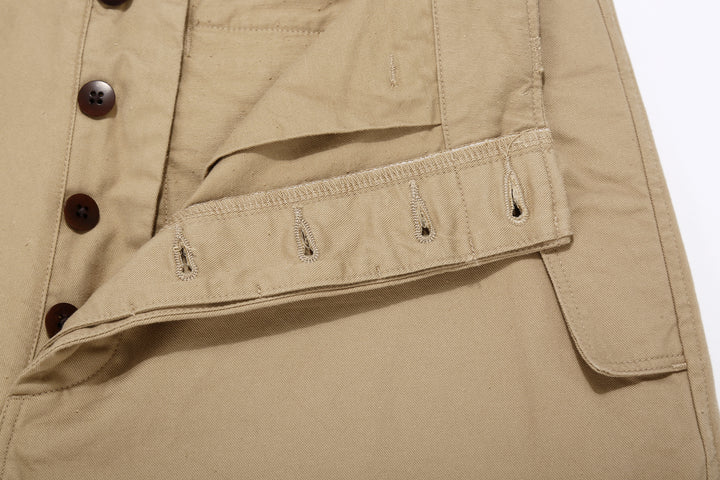 Wasew WSW-26S-011 Military Double Knee Work Pants - Beige | Made in Japan | Button Hole Detail