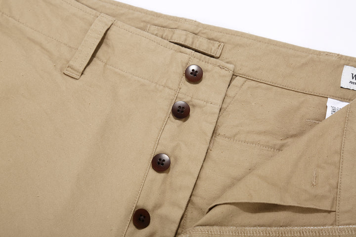 Wasew WSW-26S-011 Military Double Knee Work Pants - Beige | Made in Japan | Button Fly Detail