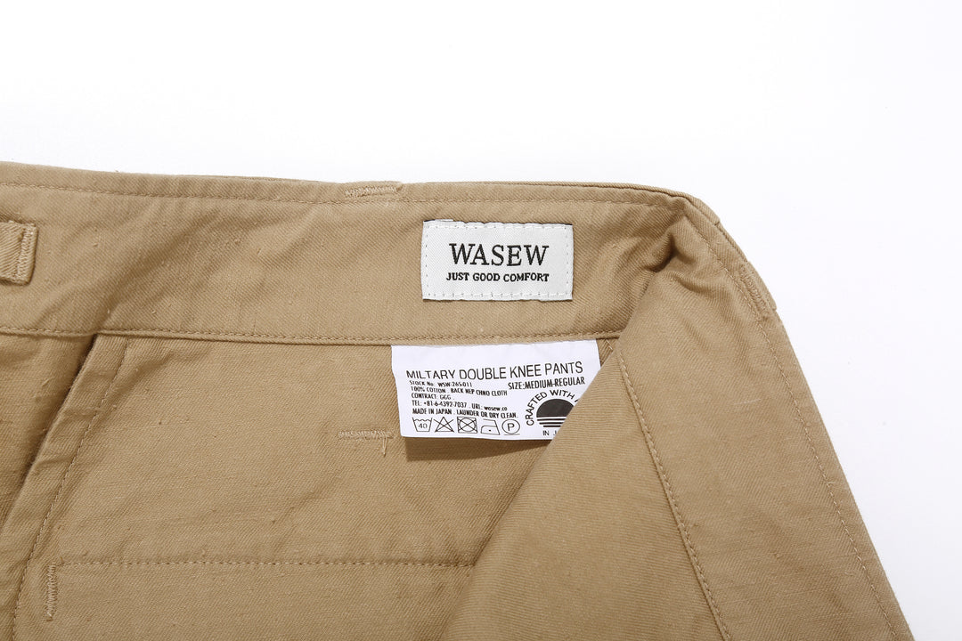 Wasew WSW-26S-011 Military Double Knee Work Pants - Beige | Made in Japan | Wasew Interior Label