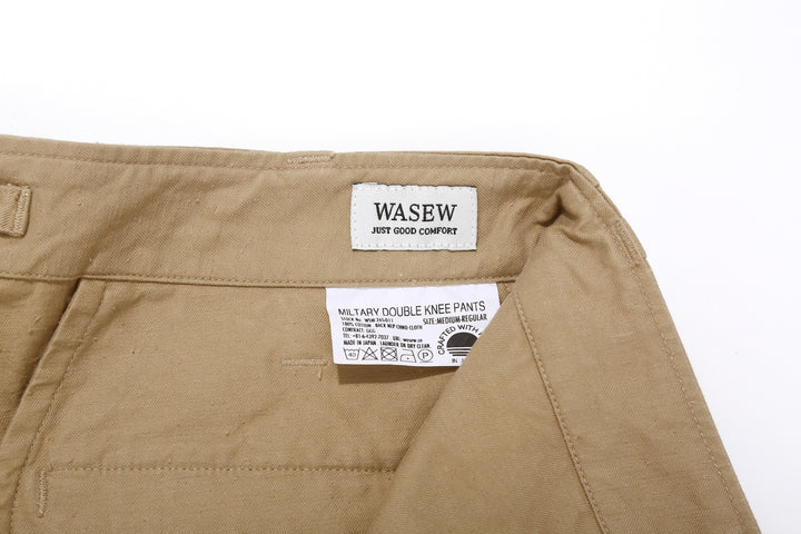 Wasew WSW-26S-011 Military Double Knee Work Pants - Beige | Made in Japan | Wasew Interior Label