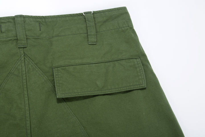 Wasew WSW-26S-011 Military Double Knee Work Pants - Olive | Made in Japan | Back Flap Pocket Detail