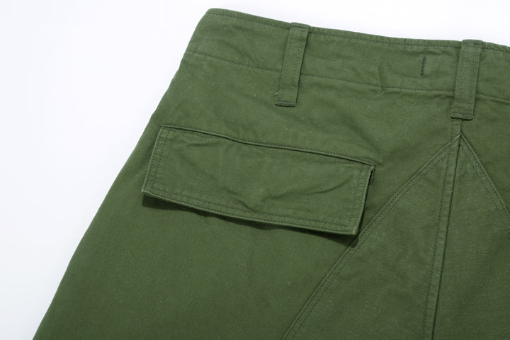 Wasew WSW-26S-011 Military Double Knee Work Pants - Olive | Made in Japan | Back Flap Pocket Detail Left