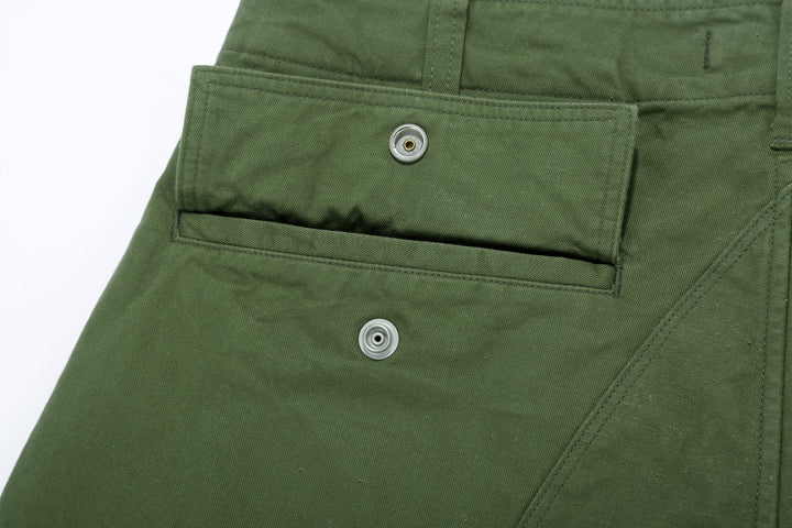 Wasew WSW-26S-011 Military Double Knee Work Pants - Olive | Made in Japan | Back Flap Pocket Detail Snap Button