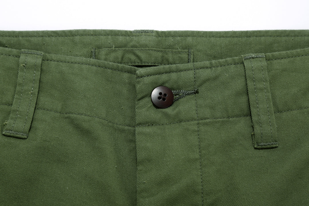 Wasew WSW-26S-011 Military Double Knee Work Pants - Olive | Made in Japan | Waistband and Button Detail