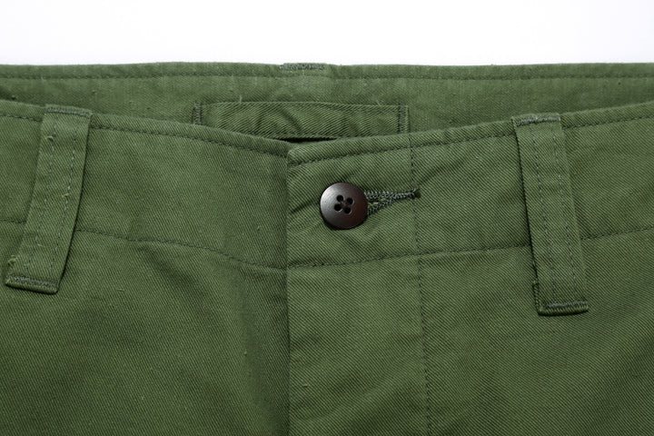 Wasew WSW-26S-011 Military Double Knee Work Pants - Olive | Made in Japan | Waistband and Button Detail