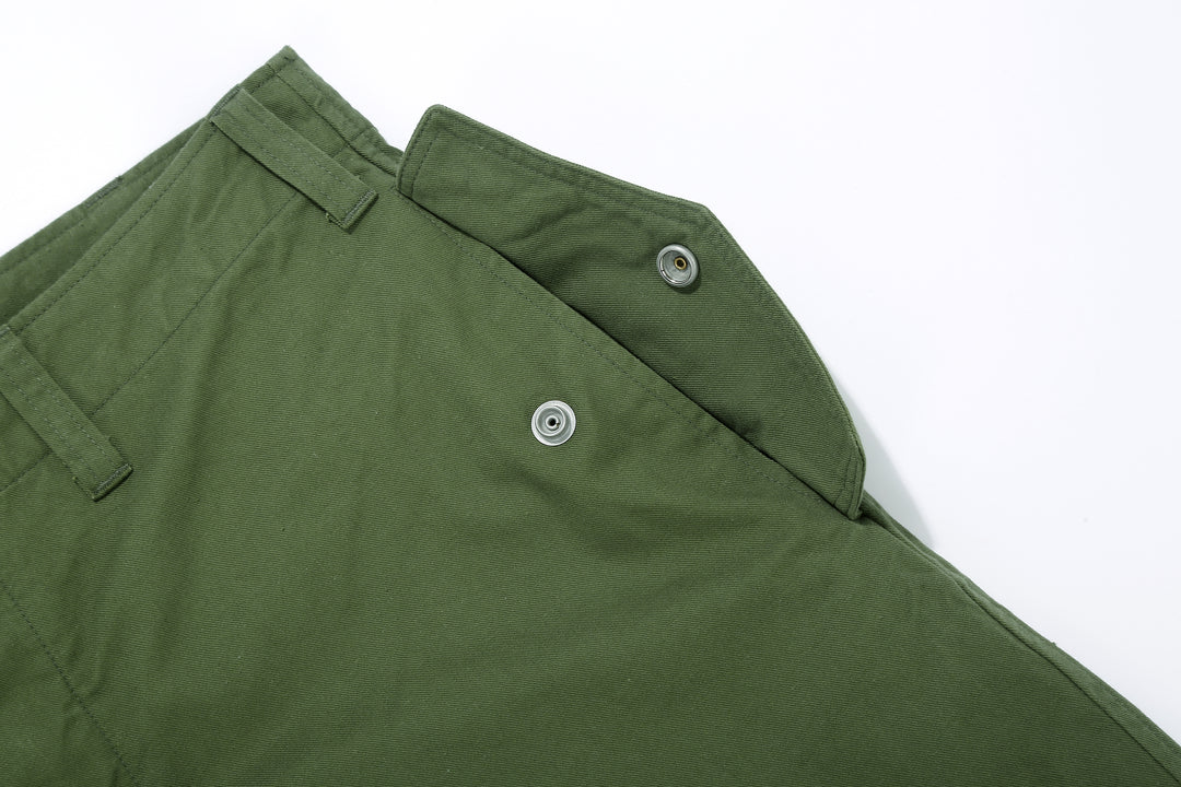 Wasew WSW-26S-011 Military Double Knee Work Pants - Olive | Made in Japan | Flap Side Pocket Detail Snap Button